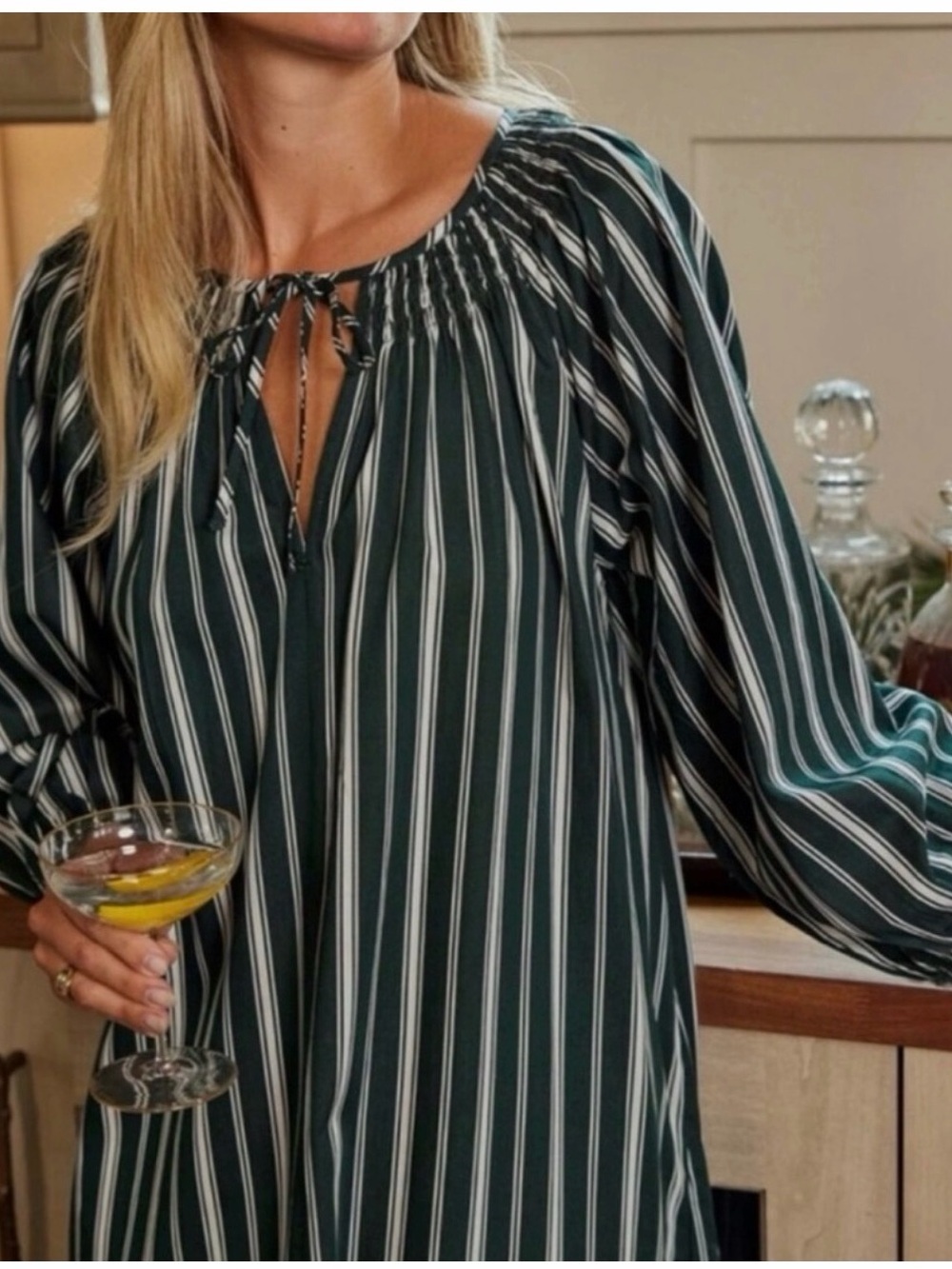 LAKE Hammock midi dress in Conifer strip